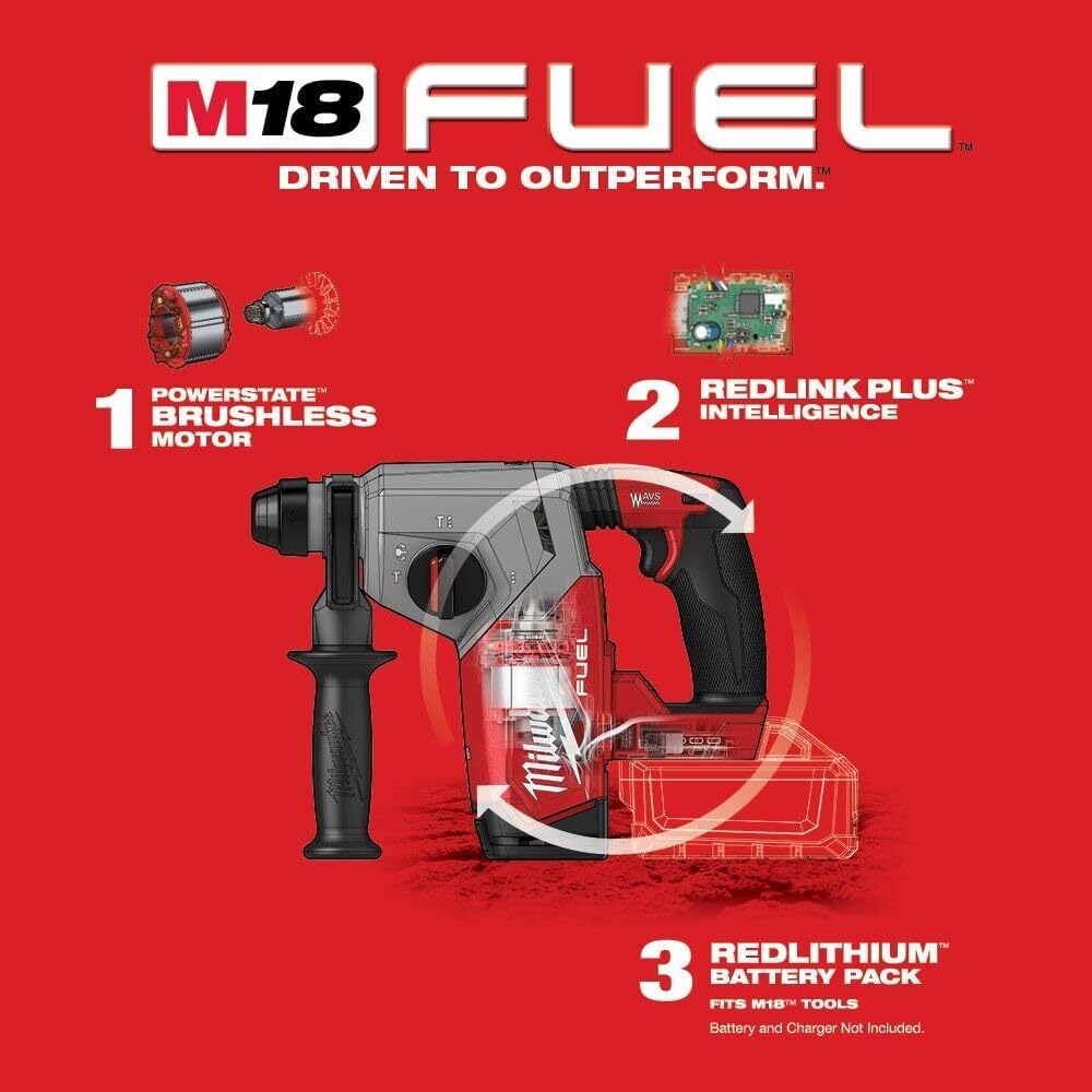 Milwaukee 2912-20 M18 Fuel 18V 1" Sds Plus Brushless Rotary Hammer