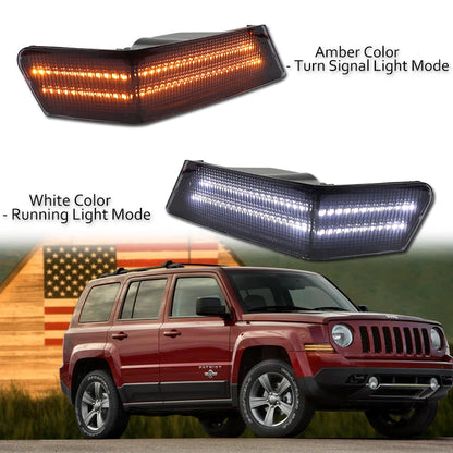 iJDM 2007-2017 Jeep Patriot Amber Sequential Turn Signal Light/White Driving Lights