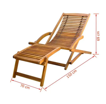 Outdoor Folding Adjustable Backrest Lounge Chair with Retractable Footstool