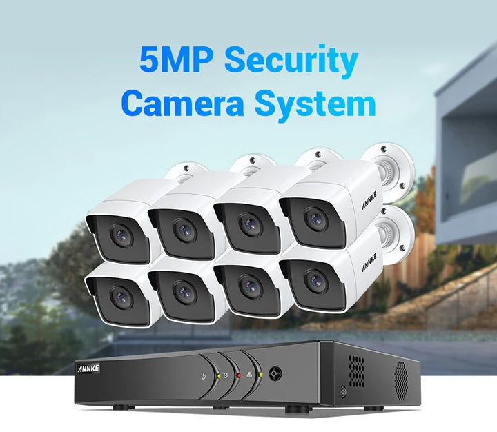 ANNK H.265+ 5MP Lite Ultra HD 8CH DVR CCTV Security System 8PCS Outdoor 5MP EXIR Night Vision Camera  Video Surveillance Kit