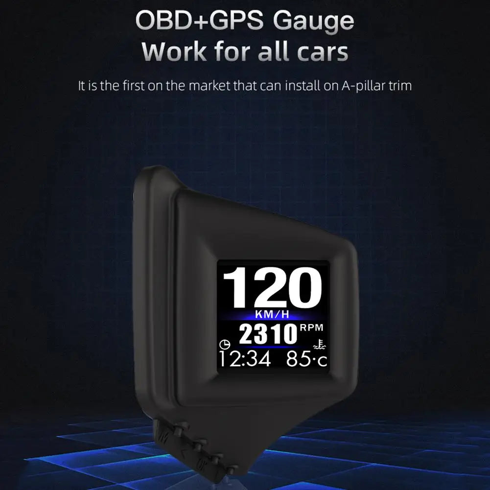 OBD2 Universal Car HUD Head Up Display Digital GPS Speedometer with Speedup Test Brake Test Overspeed Alarm TFT LED Display