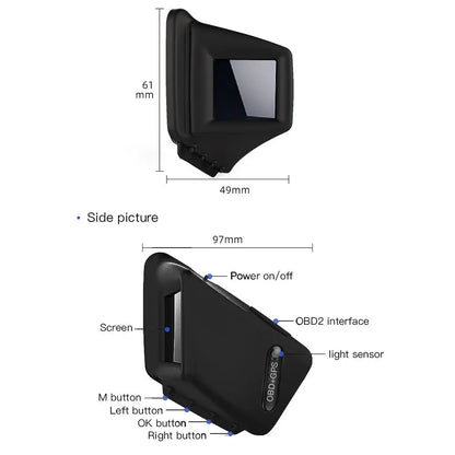 OBD2 Universal Car HUD Head Up Display Digital GPS Speedometer with Speedup Test Brake Test Overspeed Alarm TFT LED Display