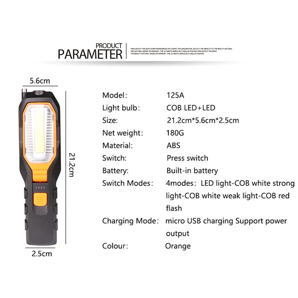 ZK20 COB LED USB Rechargeable Flexible Magnetic Flashlight