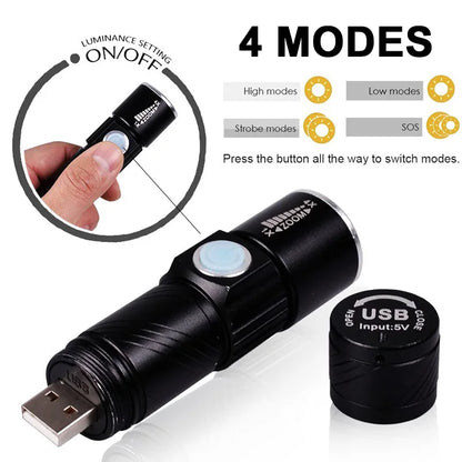 ZK20 Rechargeable Waterproof Tactical Mini LED Flashlight