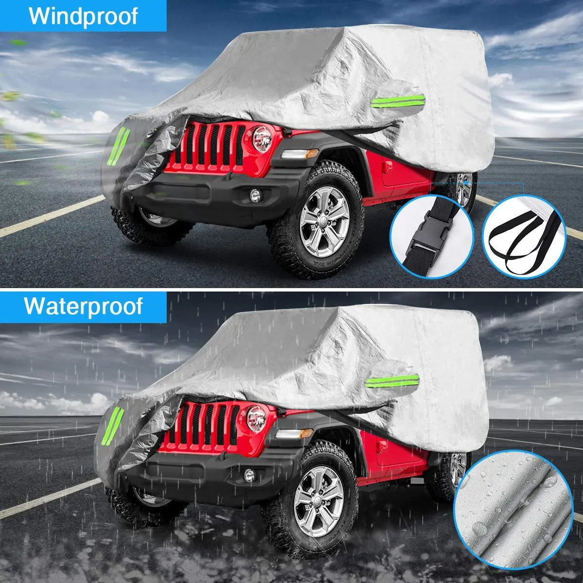 For JEEP Wrangler 2 Door Outdoor Full Car Cover