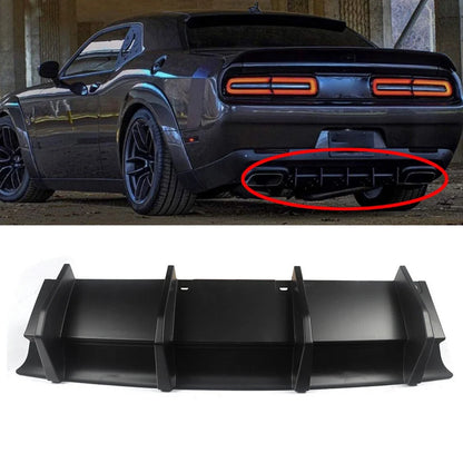 2015-2022 Dodge Challenger MATTE BLACK Rear Bumper Lip Diffuser Spoiler Shark Fins