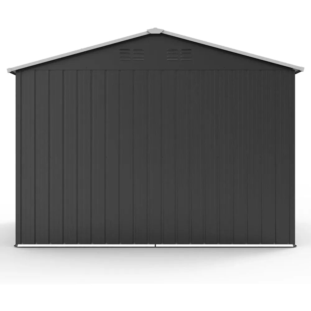 Outdoor Metal 8x6 Ft. Storage Shed, Lockable Doors, Galvanized with Windows and Floor