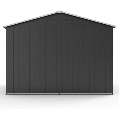 Outdoor Metal 8x6 Ft. Storage Shed, Lockable Doors, Galvanized with Windows and Floor