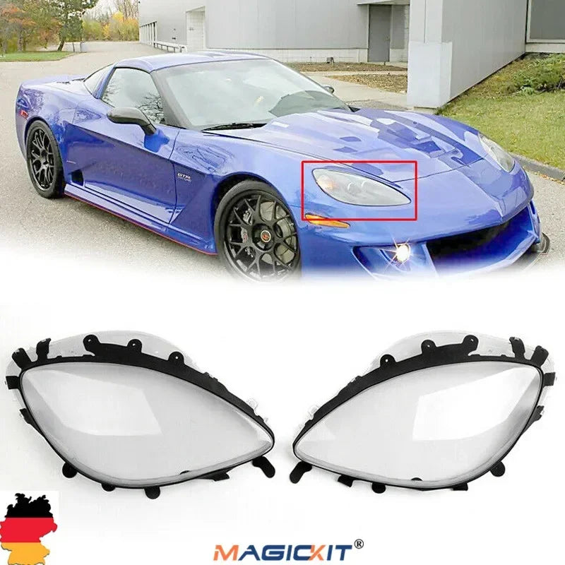 2005-2013 Chevy Corvette C6 Headlight Lens Cover Trim Replace + Gaskets Kits