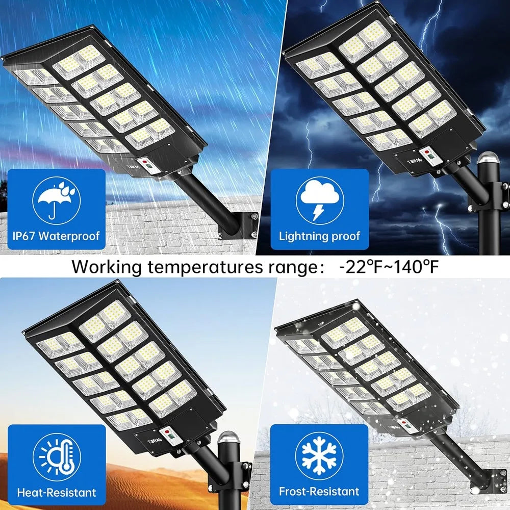 3200W Solar Street Lights Outdoor,6500K Waterproof Solar Security Flood Lights with Motion Sensor