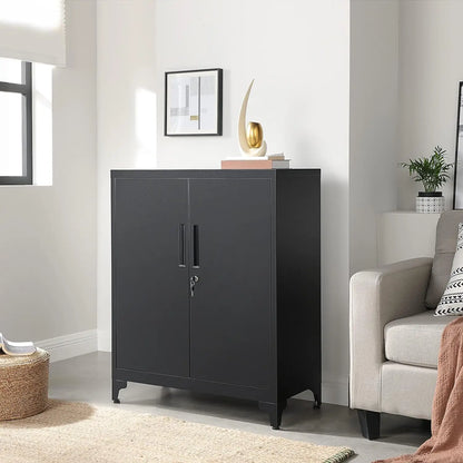 Metal Locking Storage Cabinet with Doors and Shelves