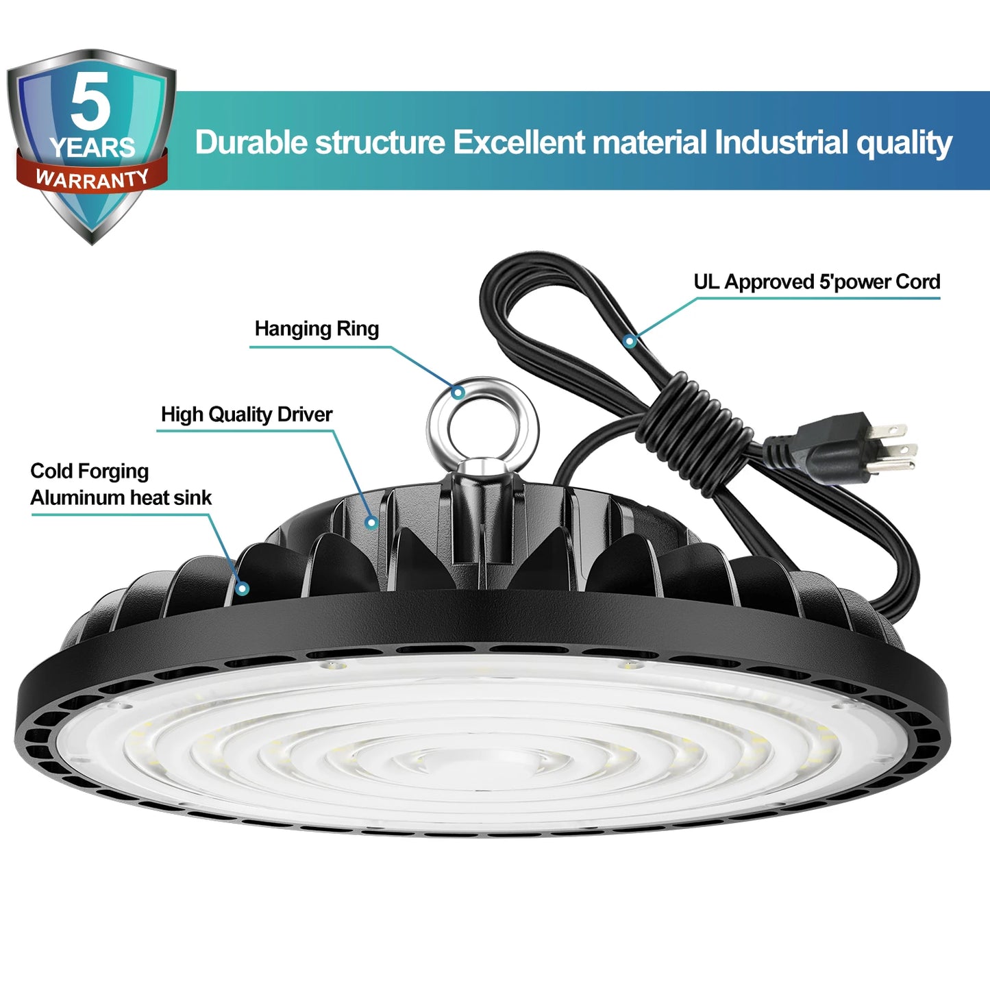 300W UFO Led High Bay Light 6000K Workshop Garage Lighting Fixtures