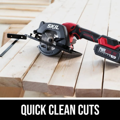 Skil PWRCORE 20 Brushless 20V 4-1/2 in. Compact Lightweight One-Hand Circular Saw Kit 2.0Ah PWR CORE 20 Lithium Battery and Charger