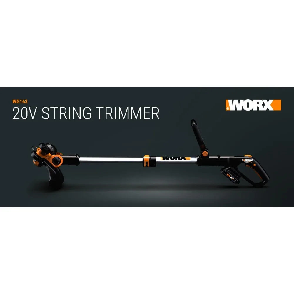 Worx String Trimmer Cordless GT3.0 20V PowerShare 12" Edger & Weed Trimmer (2 Batteries & Charger Included) WG163