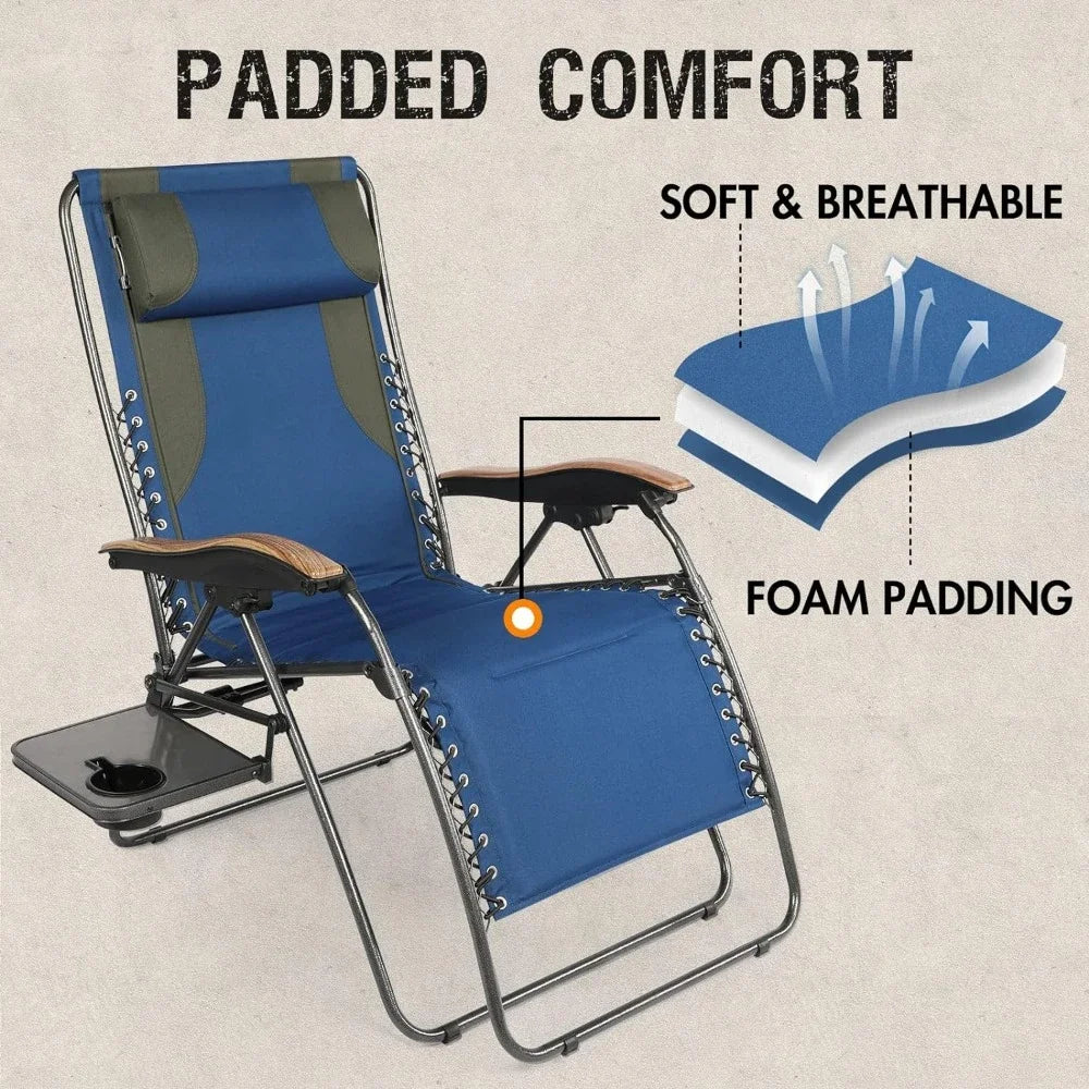 Folding Full Padded Zero Gravity Recliner With Side Table