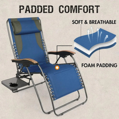 Folding Full Padded Zero Gravity Recliner With Side Table