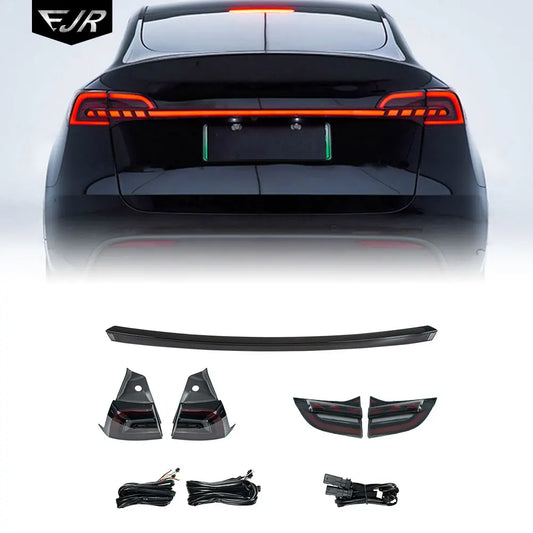 Tesla Model 3 Y 2019-2023 LED Through Trunk Modified Rear Taillight Flowing Turn Signal Dynamic DRL Auto Lamp