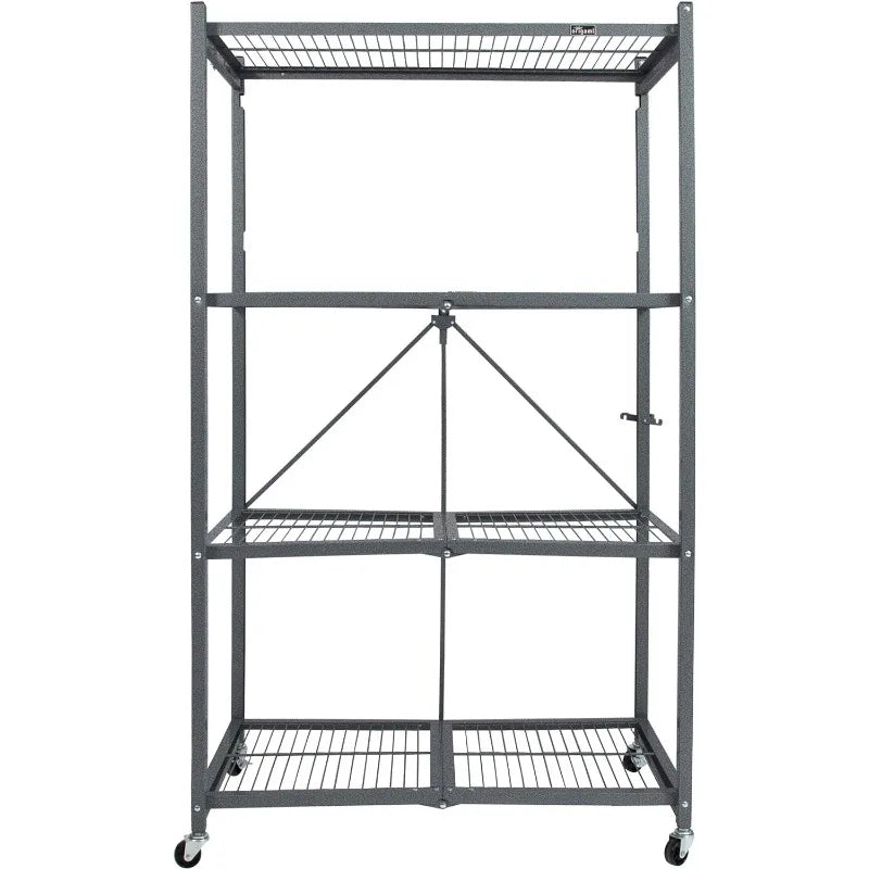 4 Tier Oragami Multipurpose Folding Storage Rack with Lockable Wheels