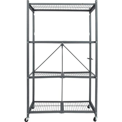 4 Tier Oragami Multipurpose Folding Storage Rack with Lockable Wheels