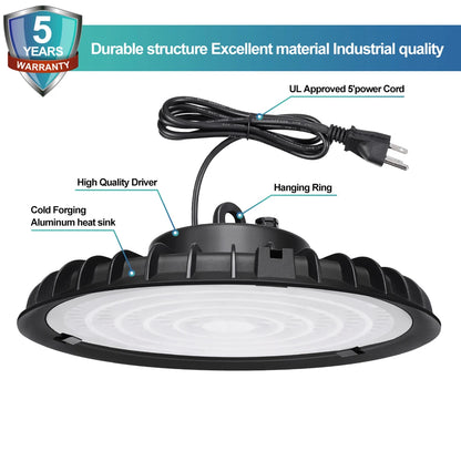 100W UFO Led High Bay 6000K Workshop Garage Lighting Fixtures