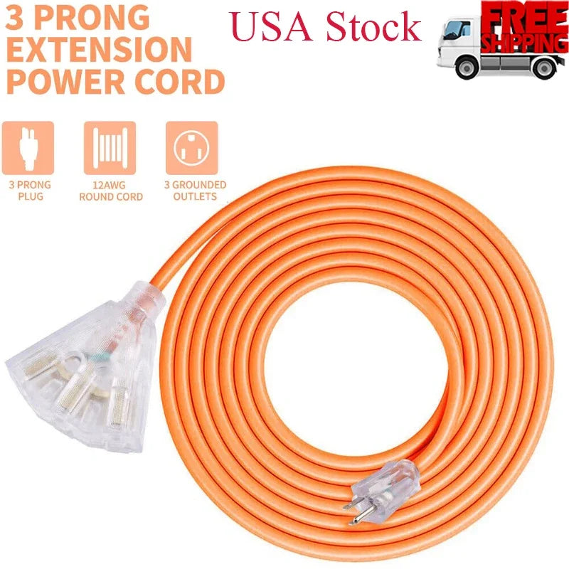 3-Outlet Flabellate Orange Lighted Power Cord