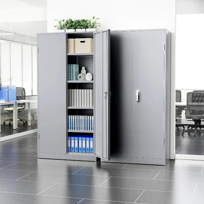 72" Metal Locking Storage Cabinet, with Doors and 4 Shelves,