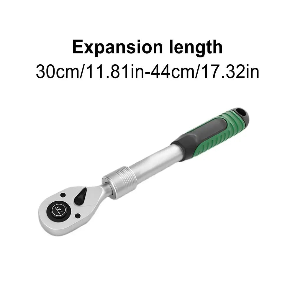 72-Tooth Extendable Telescopic Reversible Ratchet Wrench