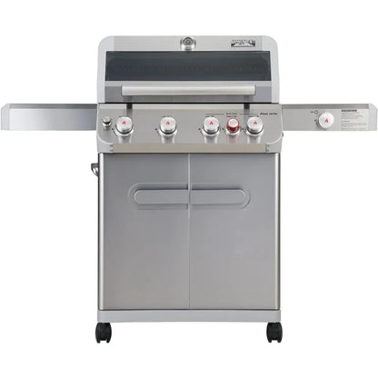 Monument Grills Outdoor Barbecue Stainless Steel 4 Burner Propane Gas Grill, 62,000 BTU with Side Burner and LED Controls, Mesa415BZ