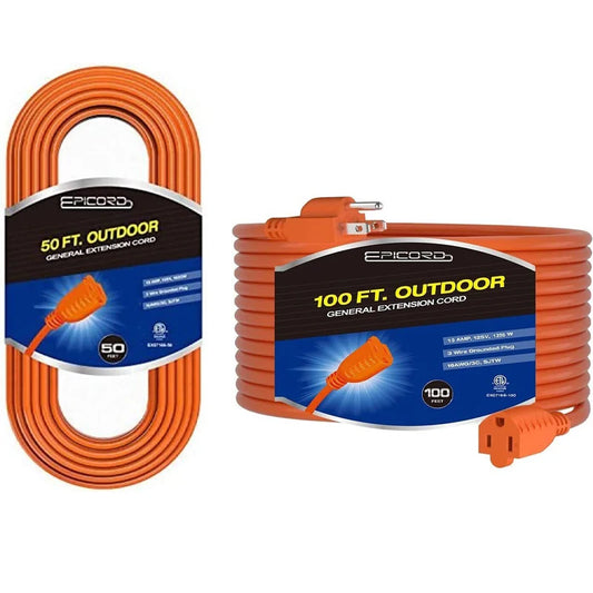 Heavy Duty Outdoor 6/8/15/25/50/100FT Power Cords