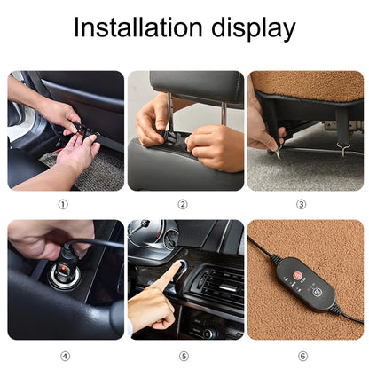 12V Universal Heated Car Seat Cushion With Lumbar Support