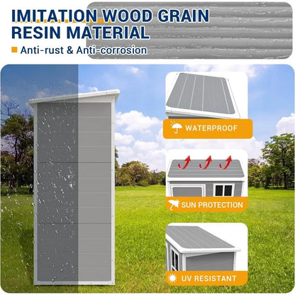 Outdoor Resin 5x3 Ft. Storage Shed with Floor and Lockable Door Gray