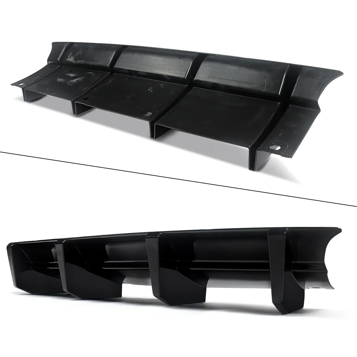 2015-2022 Dodge Challenger GLOSSY BLACK Rear Bumper Lip Diffuser Spoiler Shark Fins