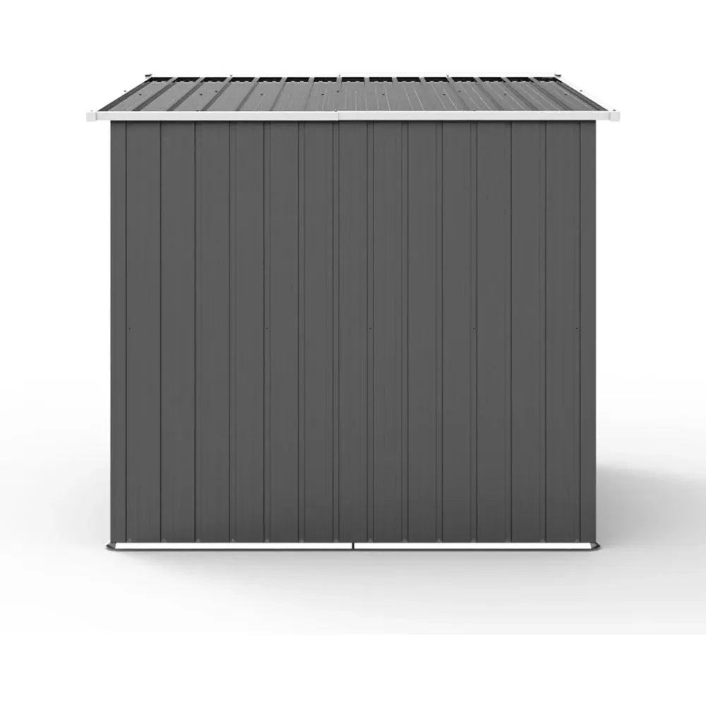 Outdoor Metal 8x6 Ft. Storage Shed, Lockable Doors, Galvanized with Windows and Floor