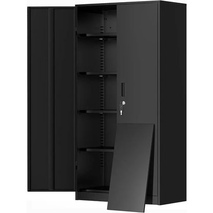 72" Metal Locking Storage Cabinet, with Doors and 4 Shelves,