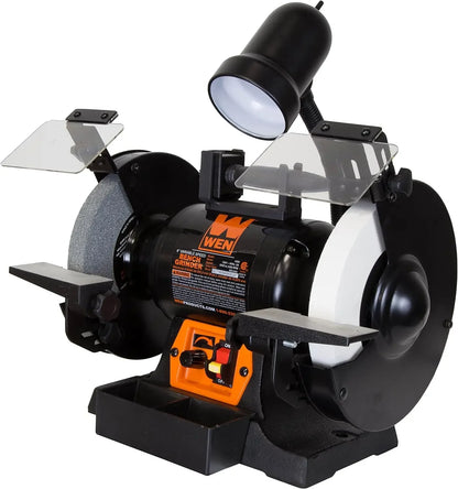 WEN BG4280 5-Amp 8-Inch Variable Speed Bench Grinder with Flexible Work Light, Black,orange