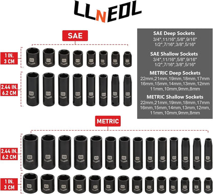 Impact Socket Set 3/8 Drive,95Pcs Deep&Shallow Socket