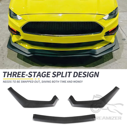 2018-2023 Ford Mustang Front Bumper 3-Piece Lower Spoiler Splitter