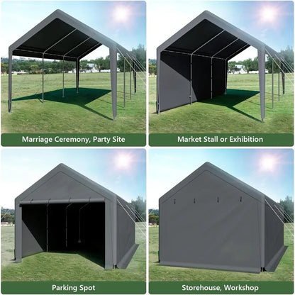 10x20 Ft. Carport Heavy Duty Portable Garage with Removable Sidewalls and Doors