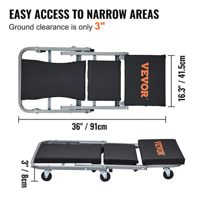 Mechanic 2 in1 Creeper, 36" Z-Creeper Seat