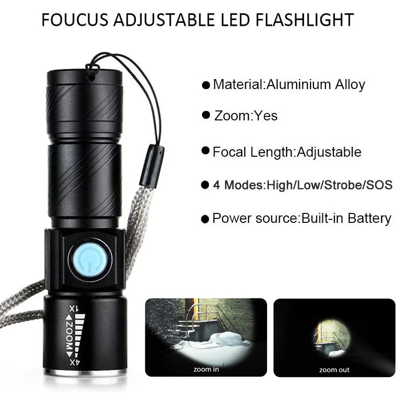 ZK20 Rechargeable Waterproof Tactical Mini LED Flashlight