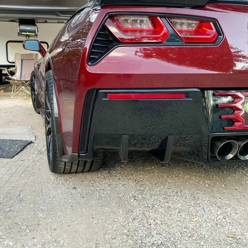 2014-2019 Chevy Corvette Carbon Look ABS Rear Bumper Lower Air Diffuser Fins