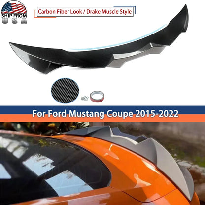 2015-2021 Ford Mustang Spoiler Rear Trunk Wing Black or Carbo Fiber