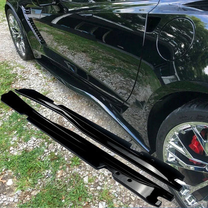 2014-2019 Chevy Corvette C7 Z06 Look Side Skirts ABS Carbon Fiber/Gloss Black Style