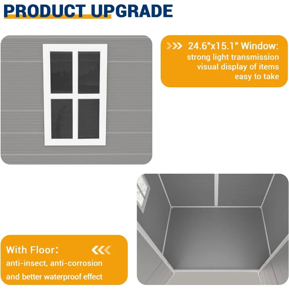 Outdoor Resin 6x4.5 Ft. Storage Shed with Floor and Lockable Door