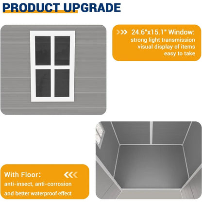 Outdoor Resin 6x4.5 Ft. Storage Shed with Floor and Lockable Door