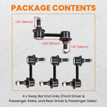 1997-2013 Chevy Corvette C5/C6 4x Front & Rear Sway Bar End Links