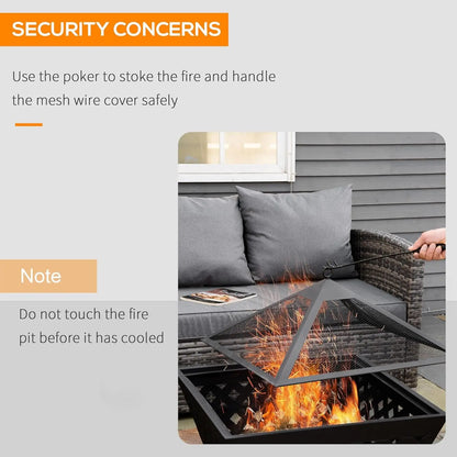 26 Inch Outdoor Fire Pit with Spark Screen Cover, Poker for Patio,Backyard