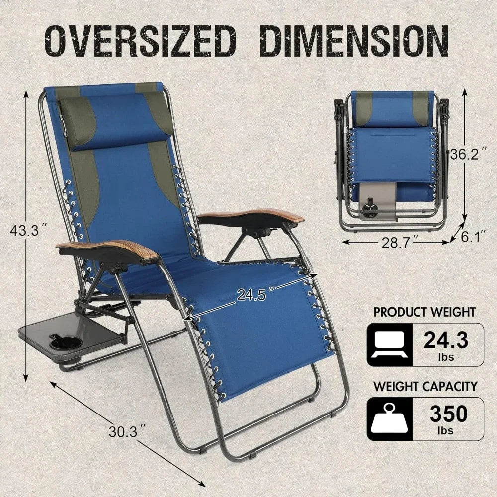 Folding Full Padded Zero Gravity Recliner With Side Table