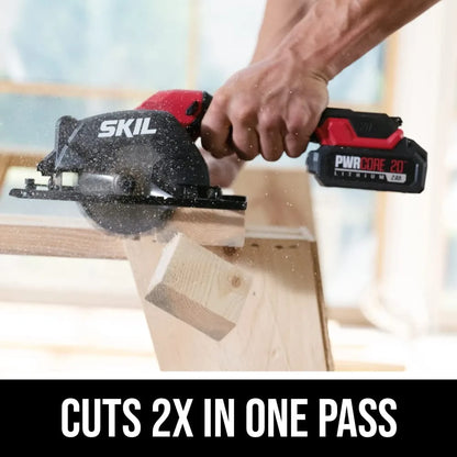 Skil PWRCORE 20 Brushless 20V 4-1/2 in. Compact Lightweight One-Hand Circular Saw Kit 2.0Ah PWR CORE 20 Lithium Battery and Charger