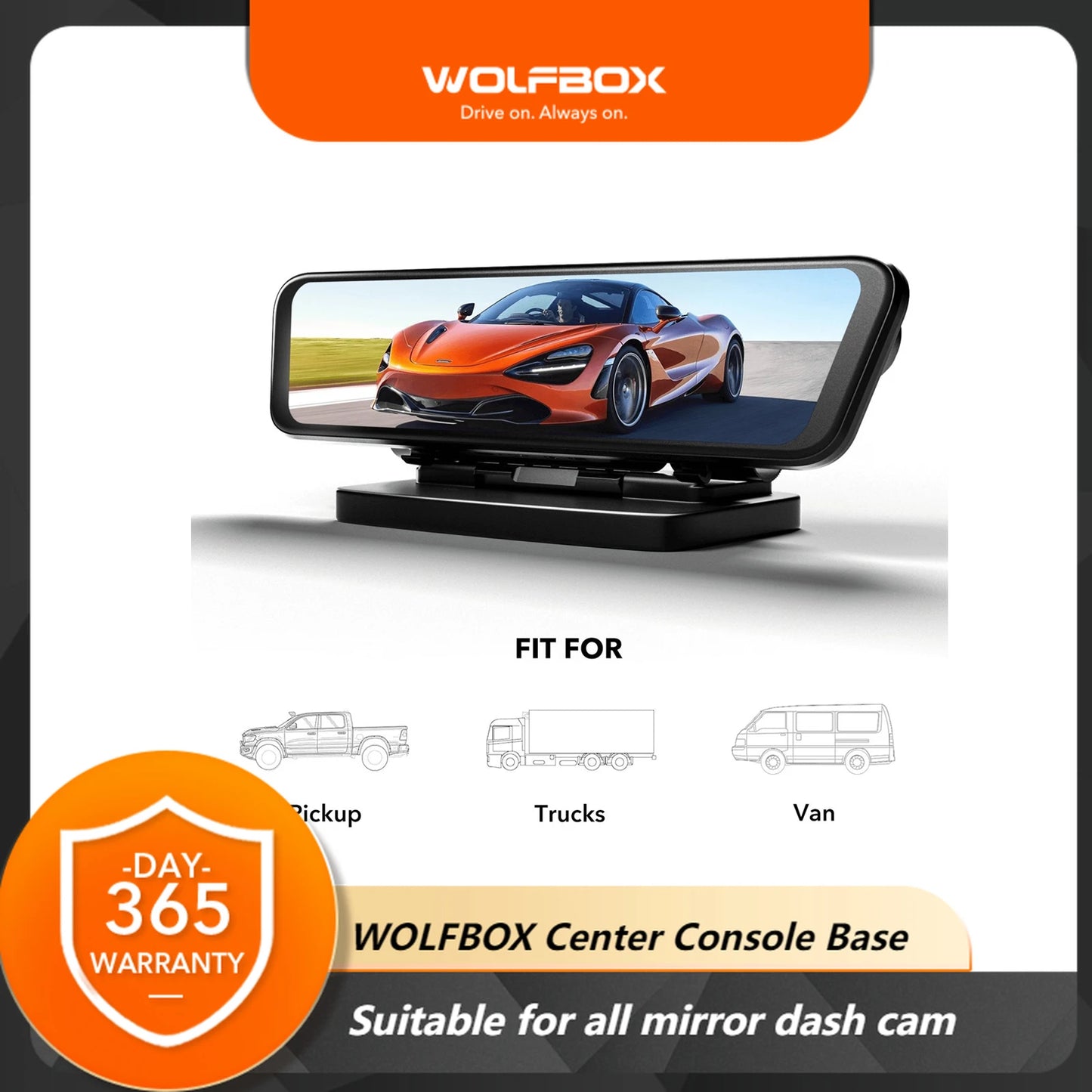 Wolfbox Center Console Base Bracket Suitable for All Mirror Dash Cams